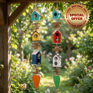 2 Pack Hanging Colourful Birdhouse Bird Feeder Outdoor