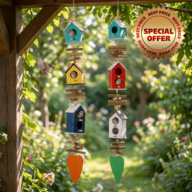 2 Pack Hanging Colourful Birdhouse Bird Feeder Outdoor