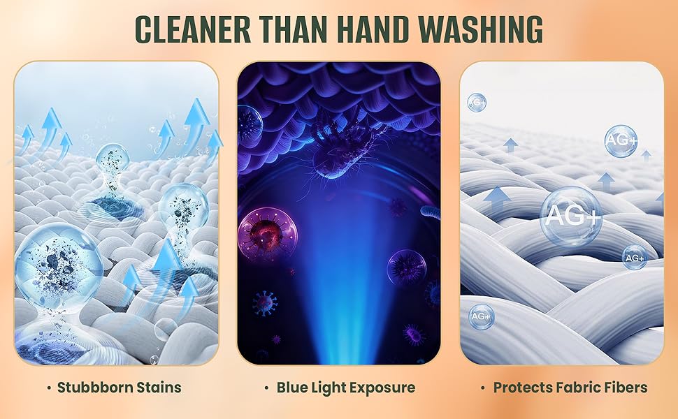Quiet Portable Washing Machine, 45dB Ultra-Silent, Stable Motor for Deep Laundry Cleaning