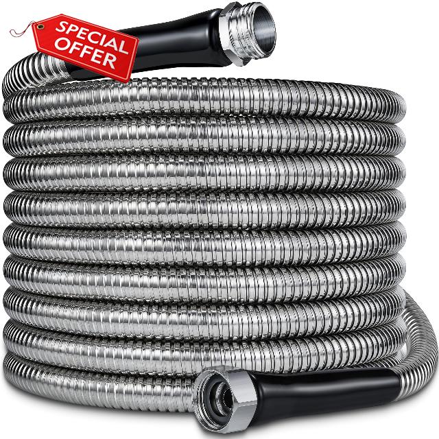 100 Foot Garden Hoses - 2026 New 304 Stainless Steel Garden Hose with 3/4'' Fittings – Lightweight