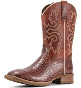 SUREWAY Cowboy Boots - Men&rsquo;s Square Toe Work Boot,Pull On Leather Wellington Boots,Comfortable Du...