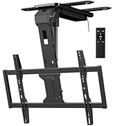 Ceiling-mounted projector bracket with adjustable height. Black metal construction. Includes a projector with visible lens and front vents mounted on the bracket.