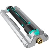 QUOBAS Lawn Sprinkler for Yard, 4 Pattern Sprinkler with 360° Adjustable, Heavy Duty Metal Spike ...