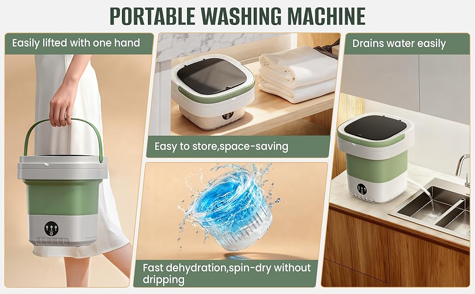 Compact Portable Washer, 3 Easy-to-Use Washing Modes for Quick, Standard & Spin-Dry Cycles