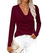 PRETTYGARDEN Women's Tops 2026 Spring Fashion Long Sleeve Crewneck Blouse Fitted Textured Basic K...