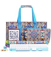 Kyerlish American Mahjong Tile Set with Purple Printed Carrying Bag, 166 Premium White Tiles, 4 A...