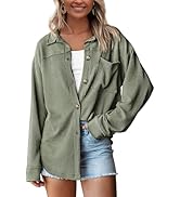PRETTYGARDEN Women's Oversized Sweatshirts Casual Long Sleeve Stripes Knit V Neck Pullover Top Sp...