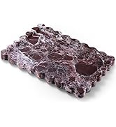 PebblePure 14" x 10" Large Genuine Calacatta Viola Scalloped Marble Tray, Pre-Sealed for Stain & ...