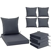 Summsun Outdoor Chair Cushions Set of 4, Waterproof Backrest and Deep Seat Cushion Set for Patio ...