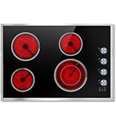 Pladeca 4 Burner Electric Cooktop, 24 Inch Electric Stove 6000W, 220V-240V Built-in Ceramic Stove...