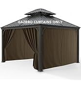 RichSets Outdoor Curtains for Patio Waterproof - 8 Panels Weatherproof Privacy Outside Curtains w...