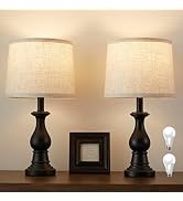 Hikczc Vintage Table Lamp for Living Room Bedroom, 18.5" Farmhouse Bedside Lamps Nightstand Lamp ...