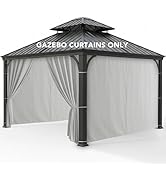 RichSets Outdoor Curtains Patio Waterproof - 10'Wx10'Lx7'H Weatherproof Pergola Outside Curtains,...