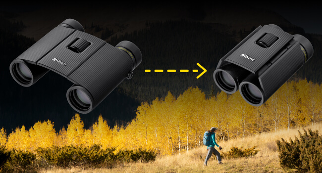 TRAILBLAZER II binoculars covered in water droplets