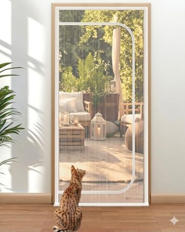 BFNN Metal Free Standing Dog Gate, 80" Extra Wide Foldable Pet Gate with Walk-Thru Door, Double-L...