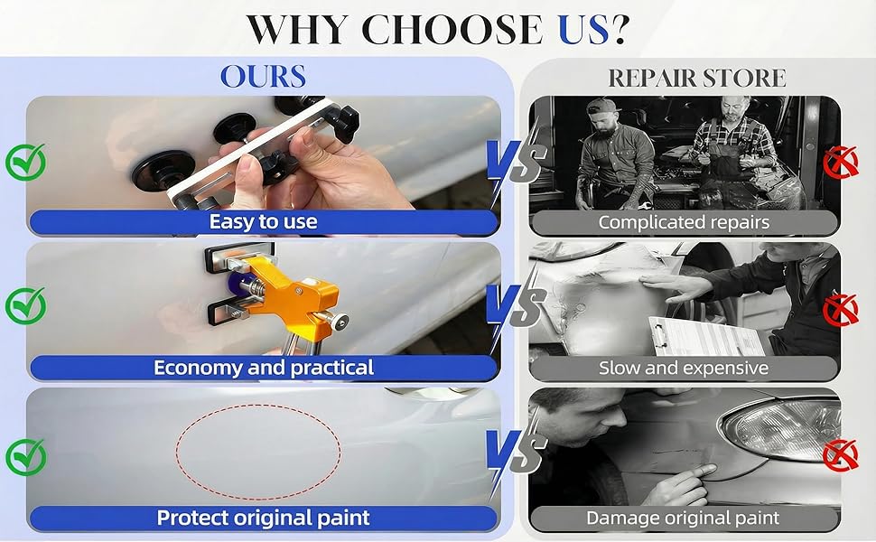 Before-and-after comparison of the repair effect of the dent