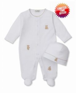 kissy kissy Baby Boys and Girls 100% Pima Cotton Teddy Bears Footie and Hat Set