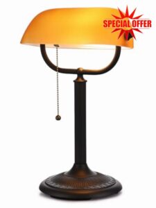 Newrays Antique Matted Amber Glass Bankers Desk Lamp