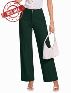 Womens Dress Pants Stretchy Business Casual Work Pants Straight Slacks for Office