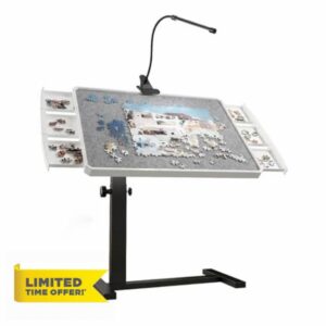 Jigsaw Puzzle Table 1500 Piece with Drawers and Cover 35"x26" Adjustable Puzzle Tables for Adults with 4 Wheels 6-Tilting-Angle Portable Plastic Jigsaw Puzzle Board