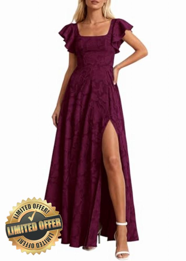 KIRUNDO Cocktail Dresses for Women Elegant Wedding Guest Summer Formal Maxi Lace Floral Slit Prom Party Bridesmaid Dress