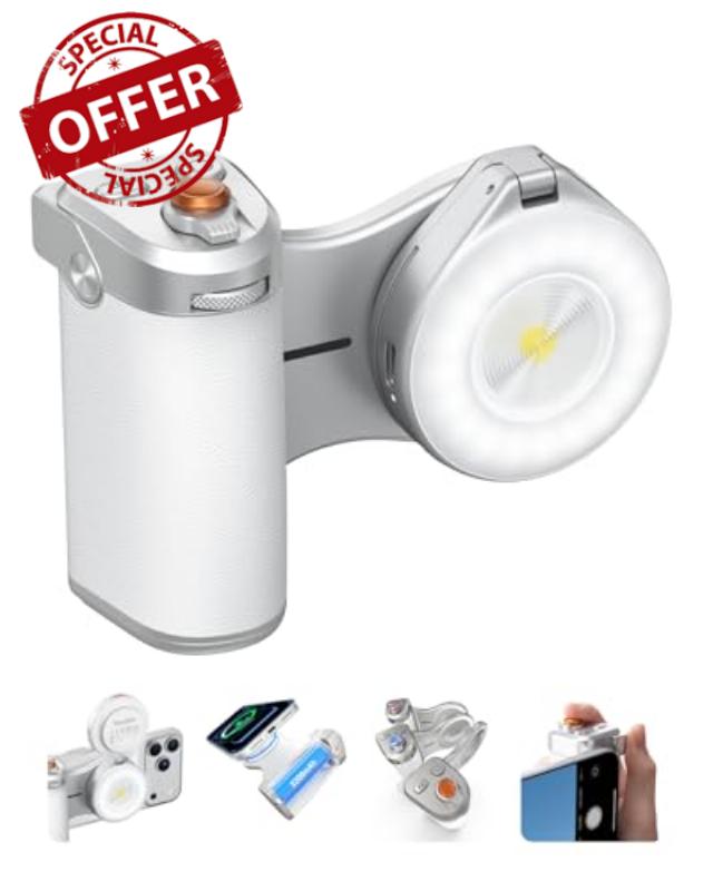 TELESIN Pro Shot Imaging Grip + Beauty Selfie Flash Light Bundle Kit | DSLR Style Feel