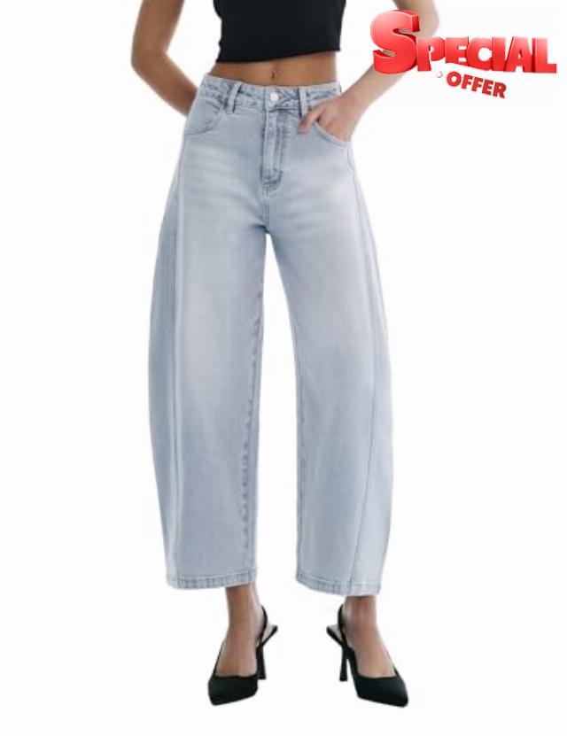 Barrel Jeans for Women Cropped Baggy High Waisted Jeans Strechy Y2K Casual Comfort Ankle Denim Pants