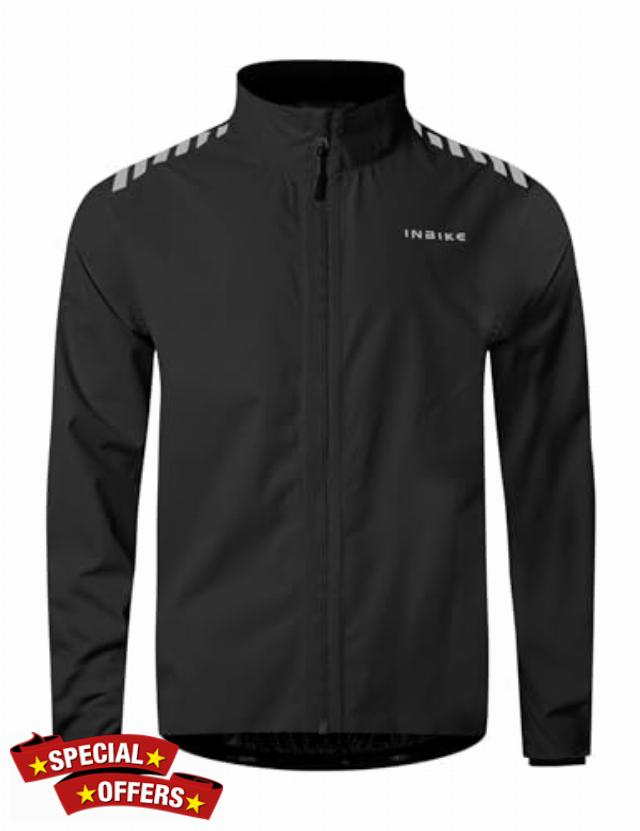 INBIKE Waterproof Cycling Jacket Mens Windproof Reflective Lightweight Waterproof Hiking Outdoor Activities Raincoa