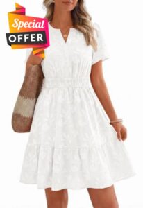 PRETTYGARDEN Womens 2026 Summer Mini Dress with Pockets Floral Short Sleeve V Neck Elastic Waist Cute Dresses Beach Sundress