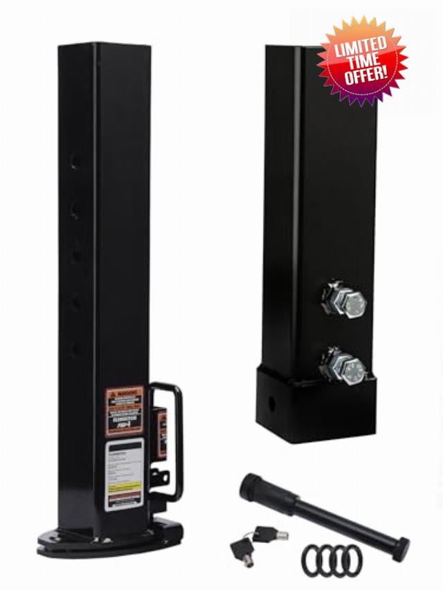 30K LBS Heavy-Duty Gooseneck Trailer Coupler | 8" Height Adjustable | 4" Square Tube | Extra Safety Pin Lock | Fits 2-5/16" Ball