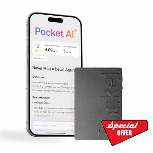 Pocket AI Voice Recorder & Smart Assistant – Auto Transcription
