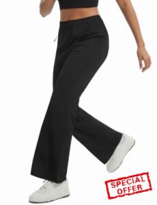baleaf Women's Hiking Pants Lightweight Water Resistant Travel Flare Pants with Pockets Quick Dry Breathable Drawstring Wais