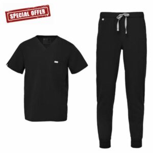 FIGS Leon Top & Tansen Pants Scrub Set for Men — Classic V-Neck