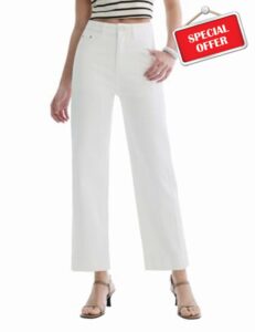 Women’s Straight Leg Jeans High Waisted Cropped Trendy Jeans Wide Leg Zipper Denim Pants