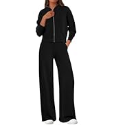 PRETTYGARDEN Women's 2 Piece Outfits 2026 Spring Fashion V Neck Long Sleeve Strappy Crop Top Wide...