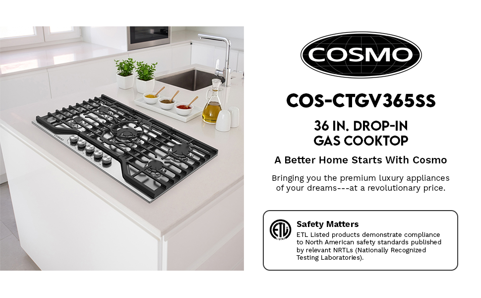 cosmo,cooktop,ctgv365ss
