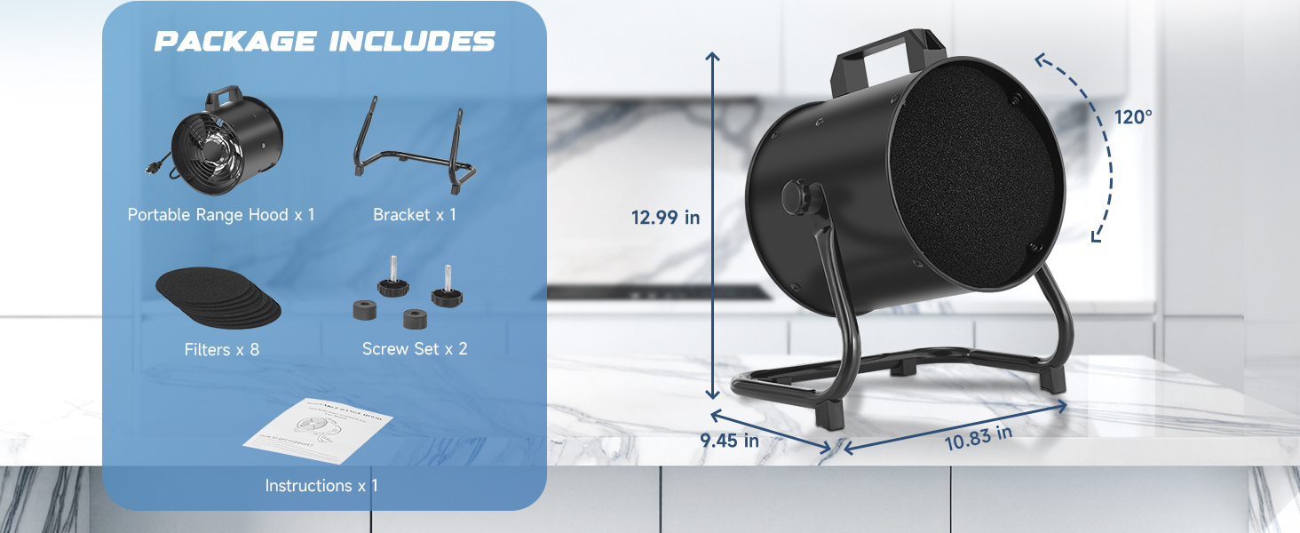8 inch portable range hood