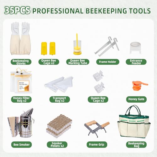 Complete Bee Hive Tools Set with Oxford Bag for Beginner Beekeepers Men Women (XXL)