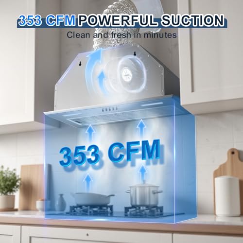 3-Speed Vent Hood with Push Button Control LED Lights