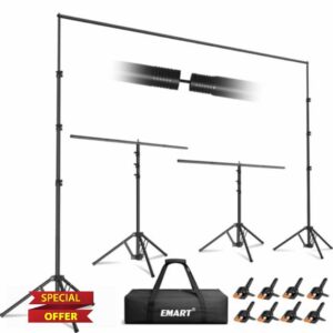 EMART 3-in-1 Backdrop Stand Kit 10x8 ft for Photography Studio