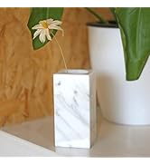Natural Marble Flower Vase, White Vase Modern Farmhouse Home Decor, Premium Marble Craft Vases fo...