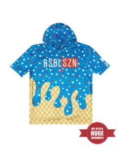Baseball Lifestyle 101 BSBL SZN Men's Short Sleeve Hoodie with Front pouch pocket V2 Ice Cream Moisture Adult Sizes S - XL