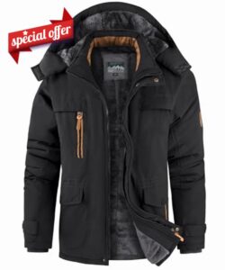 ZITY Men's Winter Fleece Lined Hooded Parka Heavyweight Warm Insulated Coat with Multiple Utility Pockets