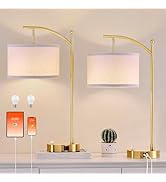 Hikczc Table Lamp for Living Room Bedroom, 23.5" Table Lamps Set of 2 with USB C+A Ports, Bedside...