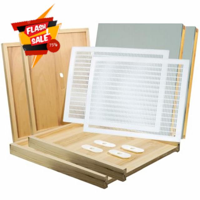 12 Pcs Beehive Parts Kit Natural Wood for 10 Frame Langstroth Bee Hive