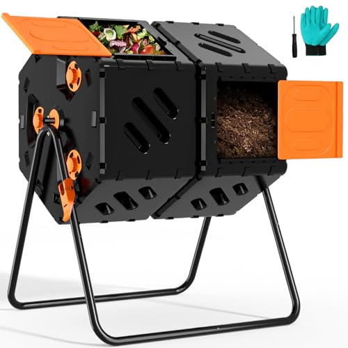 Dual Chamber Compost Bin with 360° Rotating Design