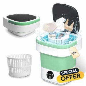 16L Mini Washing Machine with Spin Basket 3 Wash Modes Timer - Deep Cleaning Collapsible Compact Washer Portable Washing Machine - Portable Clothes Washer for Apartment Travel Camping Dorm Hotel Home