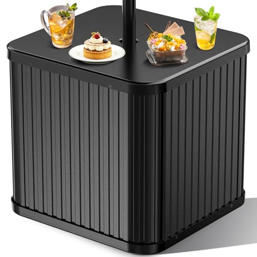 2-in-1 Outdoor Side Table & Umbrella Stand with Fillable Base