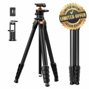 K&F CONCEPT 73" Aluminum Travel Tripod for Camera/Phone