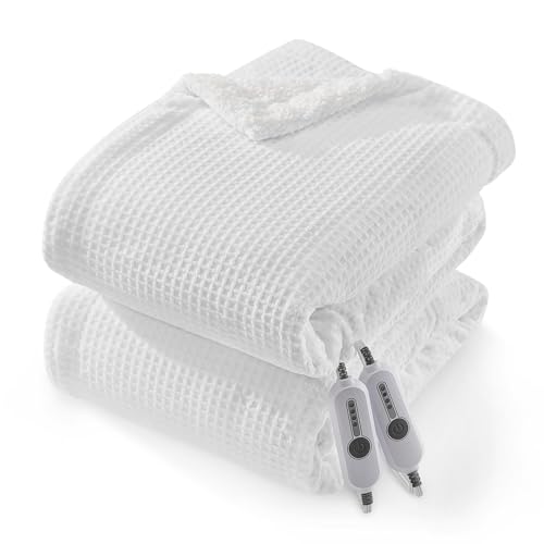 Soft Flannel & Sherpa Waffle Electric Blanket